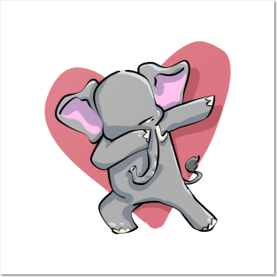 Funny Dabbing Dancing Elephant Pet Posters and Art